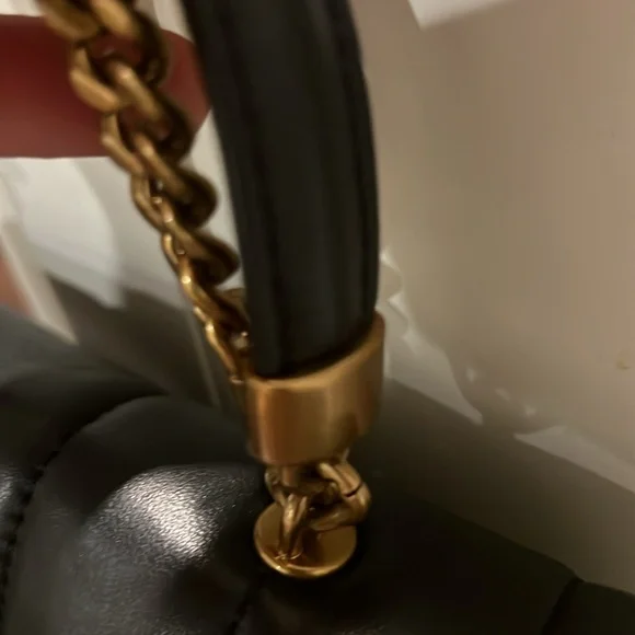 Tory Burch Kira Quilted Black Leather Double T Satchel - Picture 3 of 13